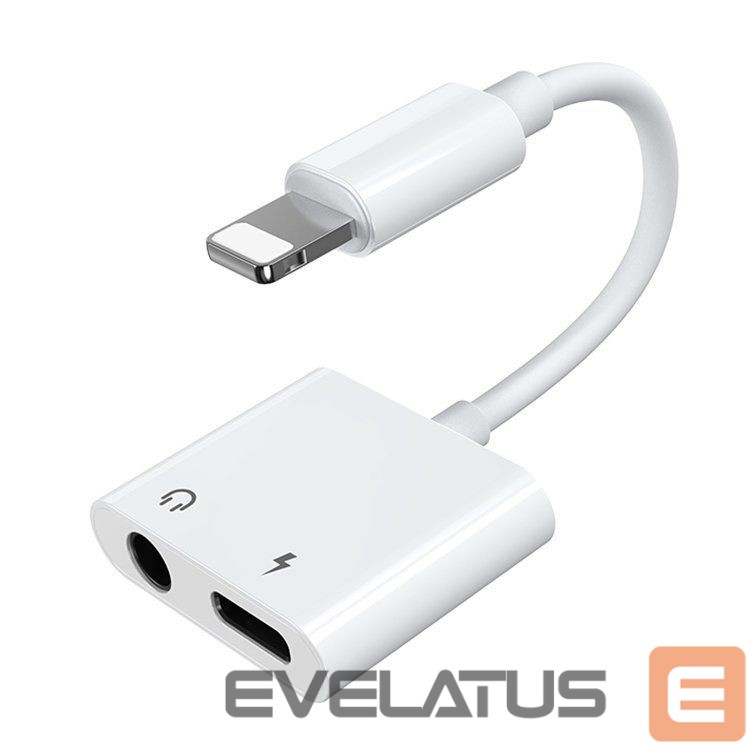 Kaabel Joyroom Joyroom S-Y104 headphone adapter Lightning - Lightning / mini jack 3.5mm - white