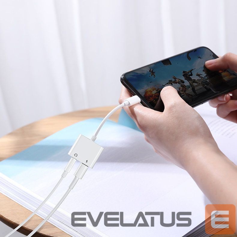 Kaabel Joyroom Joyroom S-Y104 headphone adapter Lightning - Lightning / mini jack 3.5mm - white