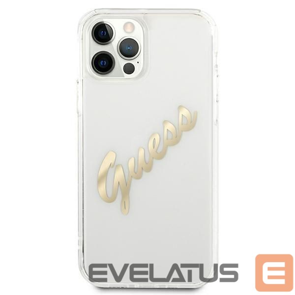 Tagakaaned Guess Guess GUHCP12LKTRSVGO iPhone 12 Pro Max 6.7" Transparent hardcase Vintage Script Gold