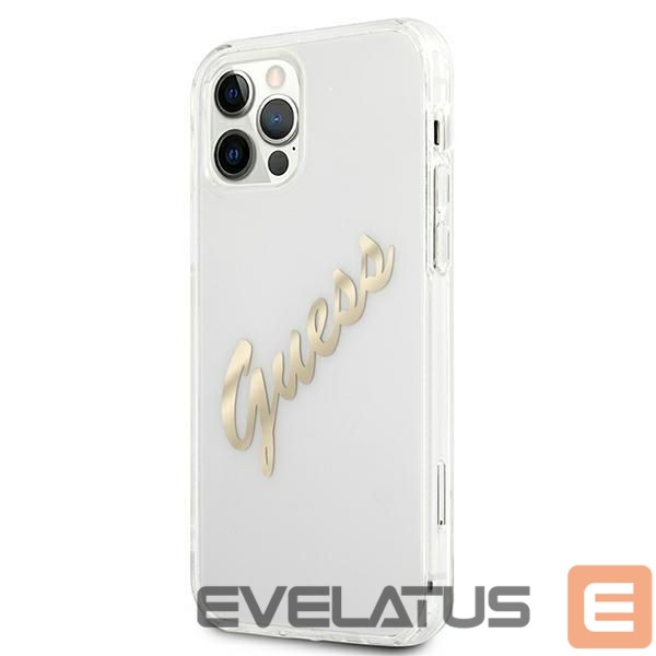Tagakaaned Guess Guess GUHCP12LKTRSVGO iPhone 12 Pro Max 6.7" Transparent hardcase Vintage Script Gold