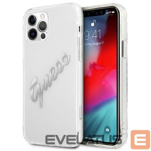 Tagakaaned Guess  Guess GUHCP12MKTRSVSI iPhone 12/12 Pro 6.1" Transparent hardcase Vintage Script Silver 