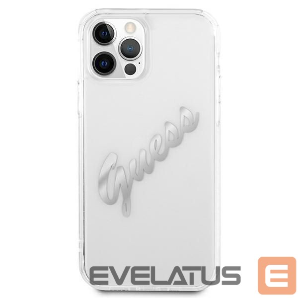 Tagakaaned Guess Guess GUHCP12MKTRSVSI iPhone 12/12 Pro 6.1" Transparent hardcase Vintage Script Silver