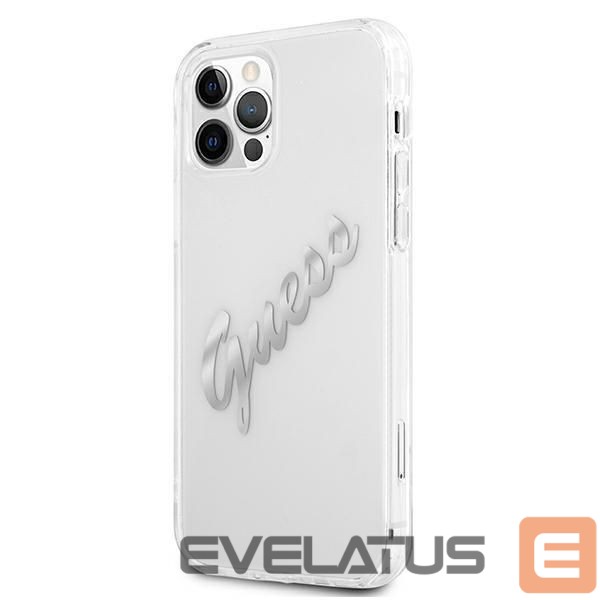 Tagakaaned Guess Guess GUHCP12MKTRSVSI iPhone 12/12 Pro 6.1" Transparent hardcase Vintage Script Silver