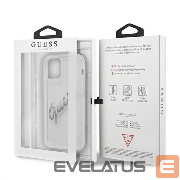 Tagakaaned Guess Guess GUHCP12MKTRSVSI iPhone 12/12 Pro 6.1" Transparent hardcase Vintage Script Silver