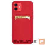 Tagakaaned Hurtel  Card Case Silicone Wallet with Card Slot Documents for iPhone 12 Pro red 