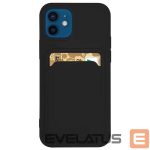 Tagakaaned Hurtel  Card Case Silicone Wallet Case with Card Slot Documents for Samsung Galaxy A22 4G Black 