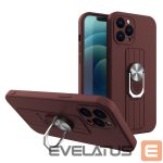 Tagakaaned Hurtel  Ring Case silicone case with finger grip and stand for Xiaomi Redmi 10X 4G / Xiaomi Redmi Note 9 brown 