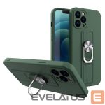 Tagakaaned Hurtel  Ring Case silicone case with finger grip and stand for Samsung Galaxy A72 4G dark green 
