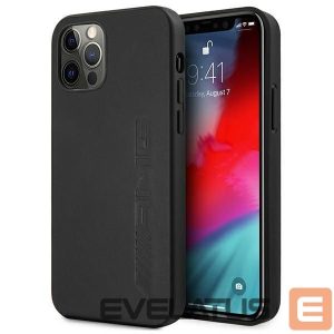 Tagakaaned Mercedes-Benz  AMG Leather Hot Stamped Case for iPhone 12 Pro Max - Black 