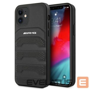 Tagakaaned Mercedes-Benz  AMG Leather Debossed Lines case for iPhone 12 mini - black 