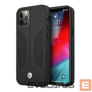 Tagakaaned BMW  BMW Leather Perforated Sides Case for iPhone 12 Pro Max - Black 