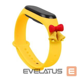 Tagakaaned Hurtel  Strap Xmas for Xiaomi Mi Band 5 / 6 Christmas Silicone Bracelet Strap with Bells - Yellow 