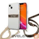 Tagakaaned Guess  Guess GUHCP13SKC4GBGO iPhone 13 mini 5.4" Transparent hardcase 4G Brown Strap Gold Chain