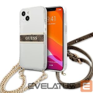 Tagakaaned Guess  Guess GUHCP13SKC4GBGO iPhone 13 mini 5.4" Transparent hardcase 4G Brown Strap Gold Chain