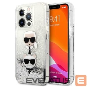 Tagakaaned Karl Lagerfeld  Karl Lagerfeld Liquid Glitter Karl&Choupette Head case for iPhone 13 Pro Max - silver 