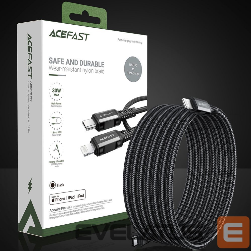 Kaabel Acefast Acefast C4-01 Lightning - USB-C PD cable 30W 3A 480Mb/s 1.8m - black