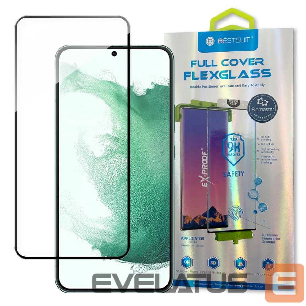 Kaitseklaasid Bestsuit - Bestsuit 3D Edge Nano Flexi Glass Glass Film Full Screen Tempered Glass With Frame For Samsung Galaxy S22 + (S22 Plus) Transparent