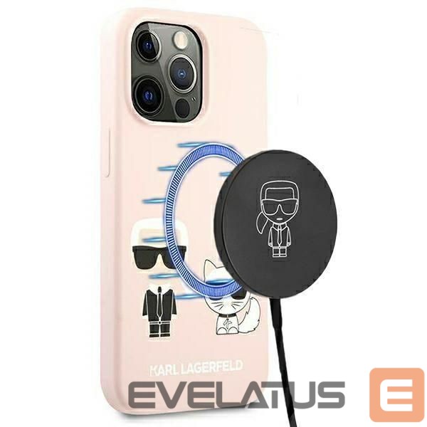 Tagakaaned Karl Lagerfeld Karl Lagerfeld Silicone Ikonik Karl&Choupette MagSafe Case for iPhone 13 Pro Max - Light Pink