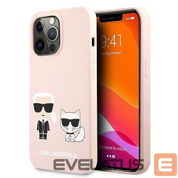 Tagakaaned Karl Lagerfeld Karl Lagerfeld Silicone Ikonik Karl&Choupette MagSafe Case for iPhone 13 Pro Max - Light Pink