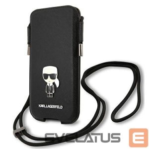 Tagakaaned Karl Lagerfeld  Karl Lagerfeld Torebka KLHCP12MOPHKMK 6,1" czarny/black hardcase Saffiano Ikonik Karl's 