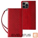 Tagakaaned Hurtel - Magnet Strap Case Case for iPhone 13 Pro Max Pouch Wallet + Mini Lanyard Pendant Red 