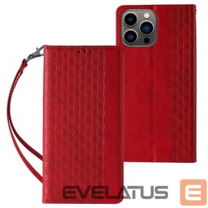 Tagakaaned Hurtel - Magnet Strap Case Case for iPhone 13 Pro Max Pouch Wallet + Mini Lanyard Pendant Red 