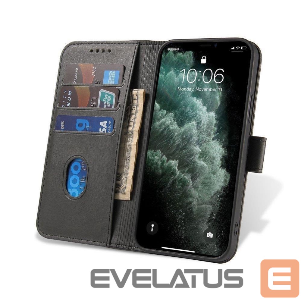 Tagakaaned Hurtel Magnet Case elegant case case cover with a flap and stand function for Motorola Moto E32 black