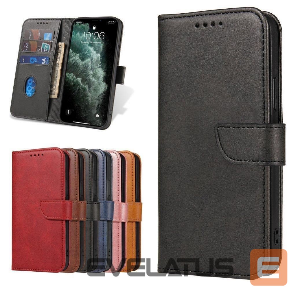 Tagakaaned Hurtel Magnet Case elegant case case cover with a flap and stand function for Motorola Moto E32 black