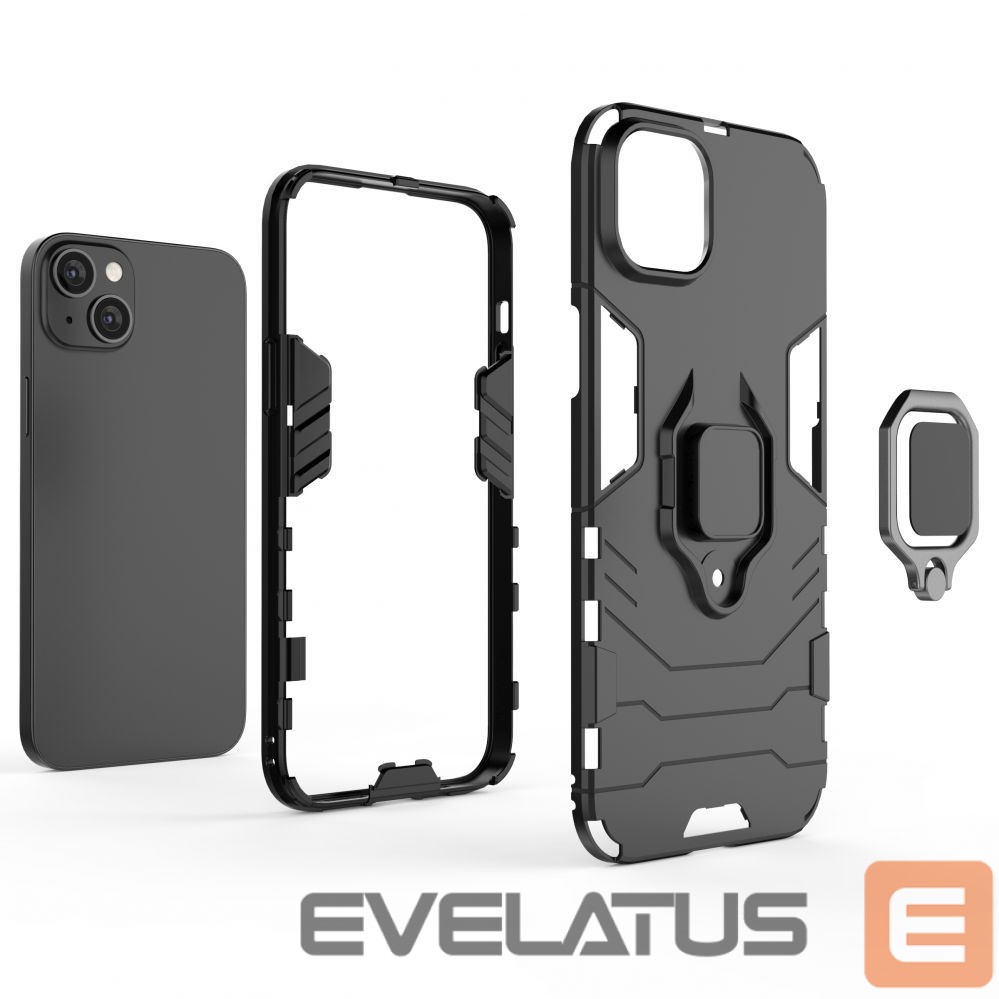 Tagakaaned Hurtel Ring Armor case for iPhone 14 Pro armored cover magnetic holder ring black