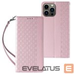 Tagakaaned Hurtel  Magnet Strap Case Case For iPhone 14 Pro Max Flip Wallet Mini Lanyard Stand Pink 