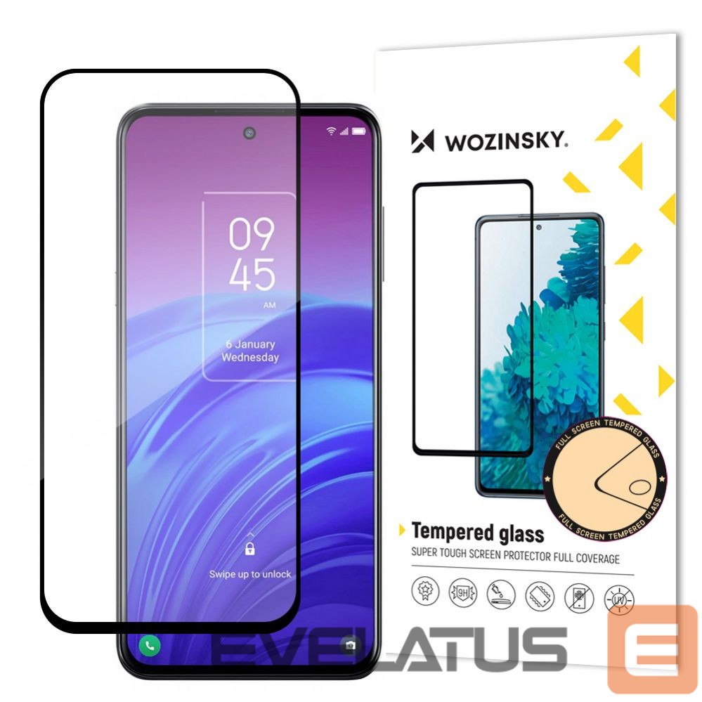 Tagakaaned Wozinsky Wozinsky super tough Full Glue Full Glue Full Screen Tempered Glass with Case Friendly TCL 20L Black Frame
