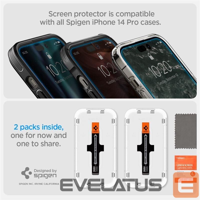 Kaitseklaasid Spigen Spigen Glas.tR EZ Fit tempered glass for iPhone 14 Pro - 2 pcs.
