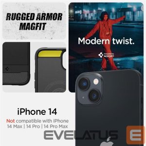 Tagakaaned Spigen  Spigen Rugged Armor Mag Case with MagSafe for iPhone 14 - Matte Black 