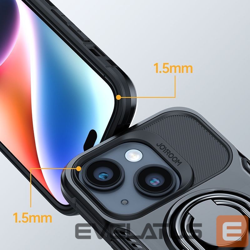 Tagakaaned Joyroom Joyroom Dual Hinge case for iPhone 14 armored case with a stand and a ring holder black