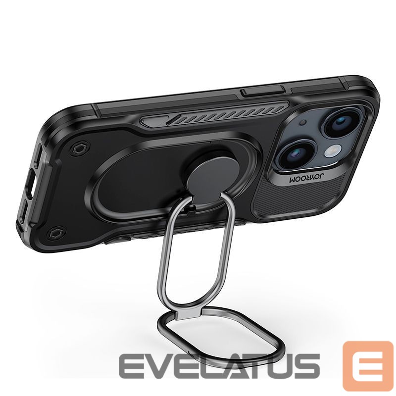 Tagakaaned Joyroom Joyroom Dual Hinge case for iPhone 14 armored case with a stand and a ring holder black