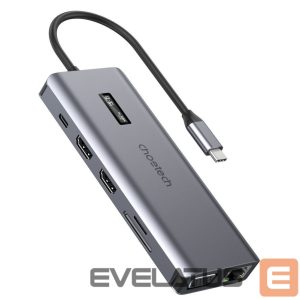 Kaabel Choetech  Choetech multifunctional HUB with display 12in1 USB-C to USB-C / USB-A / HDMI / VGA / AUX / SD / TF gray (HUB-M26) 