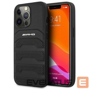 Tagakaaned Mercedes-Benz  AMG AMHCP14XGSEBK iPhone 14 Pro Max 6,7 "black / black hardcase Leather Debossed Lines 