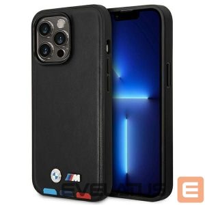 Tagakaaned BMW  Case BMW BMHMP14L22PTDK iPhone 14 Pro 6.1 "black / black Leather Stamp Tricolor Magsafe 