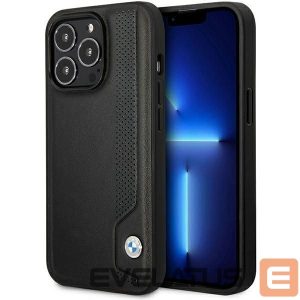 Tagakaaned BMW  Case BMW BMHCP14L22RBDK iPhone 14 Pro 6.1" black/black hardcase Leather Blue Dots 