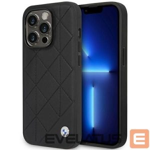 Tagakaaned BMW  Case BMW BMHCP14L22RQDK iPhone 14 Pro 6.1" black/black Leather Quilted 