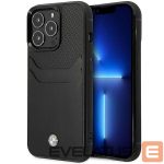 Tagakaaned BMW  Case BMW BMHCP14X22RSEPK iPhone 14 Pro Max 6.7" black/black Leather Card Slot 