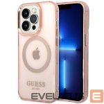 Tagakaaned Guess  Guess GUHMP14XHTCMP iPhone 14 Pro Max 6.7" pink/pink hard case Gold Outline Translucent MagSafe 