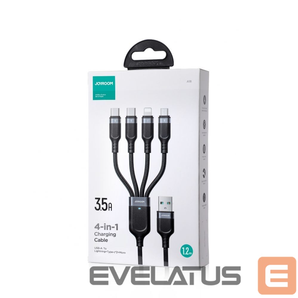 Kaabel Joyroom Joyroom Multi-Use Series S-A18 4in1 USB-A - USB-C / USB-C / Lightning / micro USB cable 1.2m - black