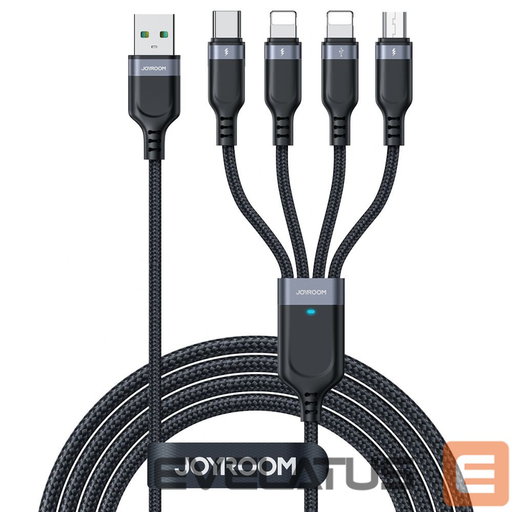 Kaabel Joyroom Joyroom Multi-Use Series S-A18 4in1 USB-A - USB-C / Lightning / Lightning / micro USB cable 1.2m - black