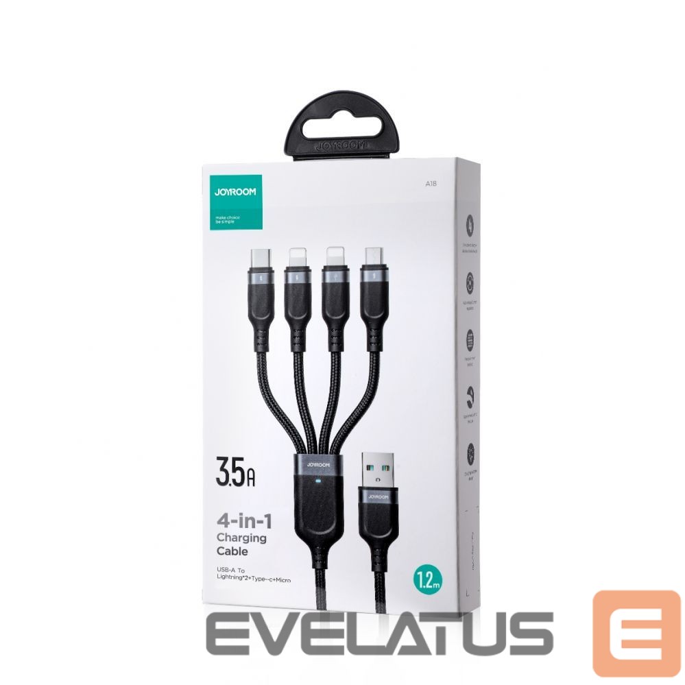 Kaabel Joyroom Joyroom Multi-Use Series S-A18 4in1 USB-A - USB-C / Lightning / Lightning / micro USB cable 1.2m - black