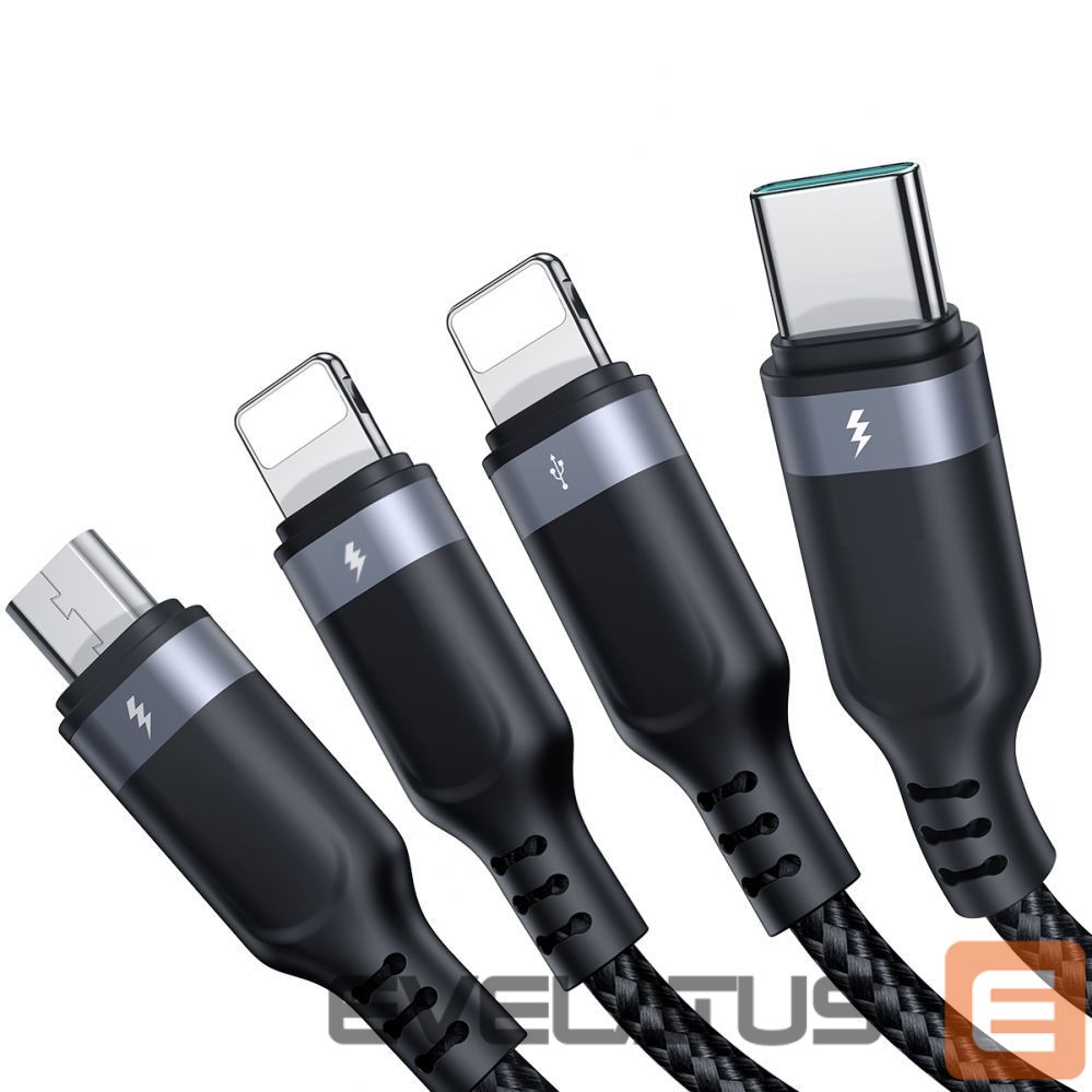 Kaabel Joyroom Joyroom Multi-Use Series S-A18 4in1 USB-A - USB-C / Lightning / Lightning / micro USB cable 1.2m - black