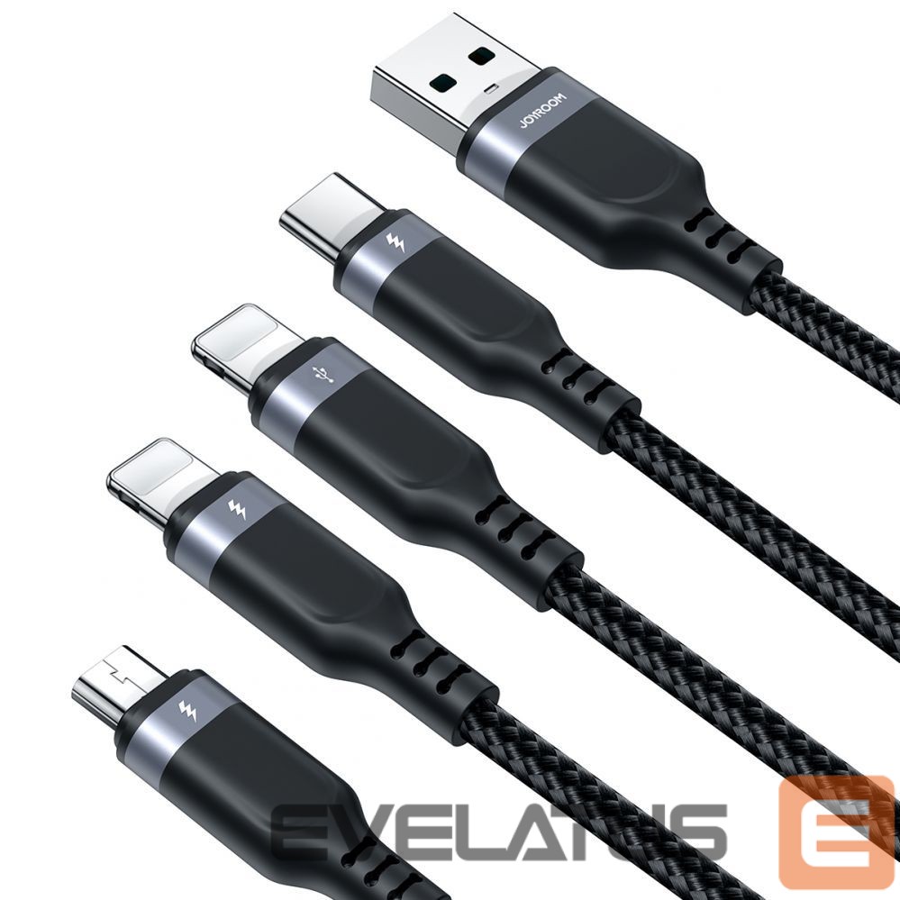 Kaabel Joyroom Joyroom Multi-Use Series S-A18 4in1 USB-A - USB-C / Lightning / Lightning / micro USB cable 1.2m - black
