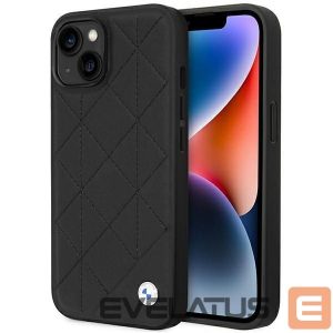 Tagakaaned BMW  Case BMW BMHCP14S22RQDK iPhone 14 6.1" black/black Leather Quilted 