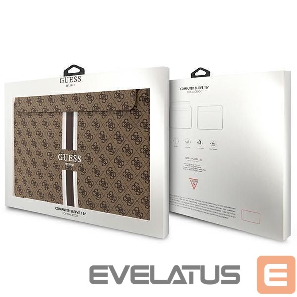Tagakaaned Guess Guess 4G Printed Stripes cover for a 16" laptop - brown