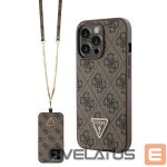 Tagakaaned Guess  Guess GUHCP13LP4TDSCPW Case for iPhone 13 Pro / 13 - Brown Crossbody 4G Metal Logo 